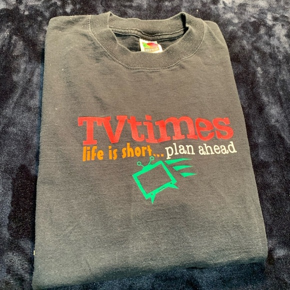 💙 Vintage TVtimes Graphic Tee XL “Life is Short… Plan Ahead” Funny Shirt - Picture 6 of 7